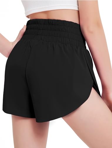 EXARUS Girls Athletic Running Shorts Dolphin Side Slit Flowy with Pockets High Waisted Short Workout Sports for Kids 5