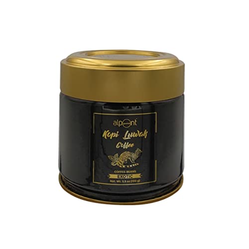 Alpont Gourmet Coffee | Whole Beans - Kopi Luwak Coffee 3.5 oz | Great for Preparing Instant Coffee - Made with Premium Coffee Beans | Ideal for Your Coffee Machine - Intense Aroma