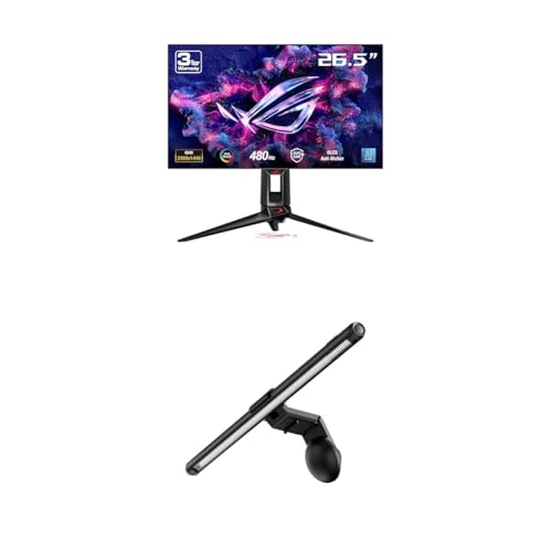 ASUS ROG Swift OLED 27” 1440P Gaming Monitor (PG27AQDP) ROG Aura Monitor Light Bar (ALB01)