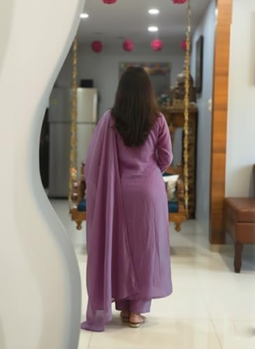 Image of ANNI Designer Women's Rayon Viscose Straight Kurta Set with Pant and Dupatta | Stylish Long Kurti Dress for Festive, Party, and Ethnic Wear