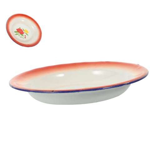 ARTSEWPLY Piatto Smaltato Vintage con Decorazione a Fiori Vassoio da Portata per Snack e Frutta Piastra da Tavolo Resistente per Cucina e Feste Design Classico Cinese