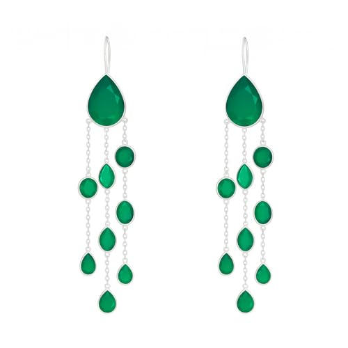 Boucles d'oreilles en argent 925 massif et pierres naturelles pendantes artisanales
