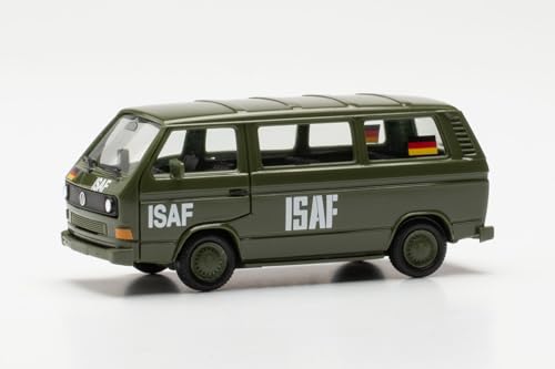 Herpa Modello Di Auto Vw T3 Bus "Isaf", In Scala 1:87, Pezzo Da Collezione, Modello Tedesco, Statuetta Plastica