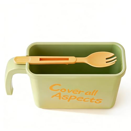 Hqunjikp Juego de cuencos para fideos, con tenedor, resistente al calor, seguro, gran capacidad, portátil, para el hogar, para dormitorio, oficina, apartamento, tren de viaje al aire libre