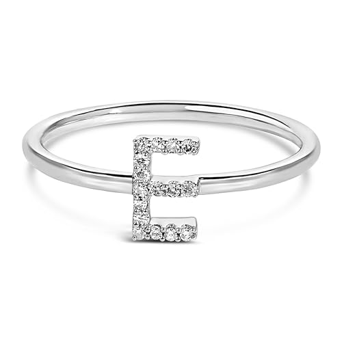 10K White Gold Diamond Accent Initial "E" Ring - Size 7