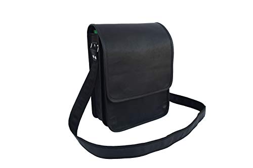Black Leather Crossbody Messenger Bag Fits iPad/Tab Mini, Men Women Teens Satchel Handbag Sling Bags, 11 Inch Small