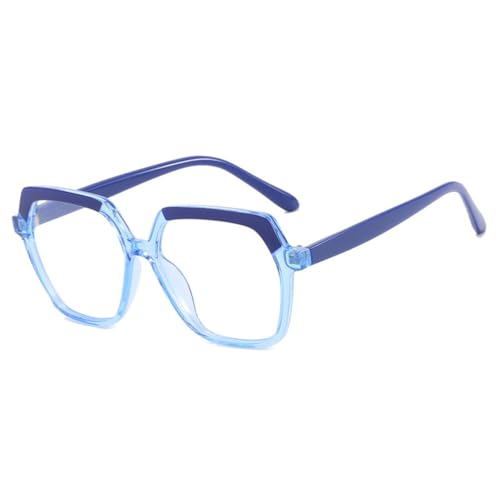 Gafas de polígono de colores LVTFCO espejo plano azul con montura unisex ligera