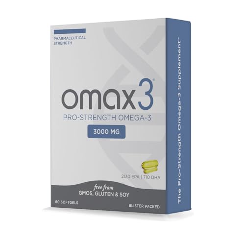 Omax3 Professional Strength Ultra-Pure Omega-3 Fish Oil - 1000 mg - Maximum Joint & Muscle Support - EPA DHA - NSF Certified - 60 Softgel Blister Pack