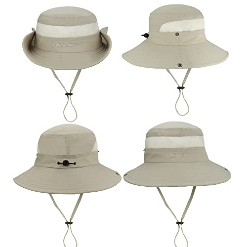 Men & Women's Sun Hat Hiking Fishing Hat Outdoor Wide Brim Safari Boonie Hat Quick Dry Bucket Hat Beige #TOP3
