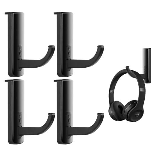 JUGUTA Soporte De Auriculares Gancho Adhesivo De Auriculares A Monitor De Pc, 4 Paquetes, Negro