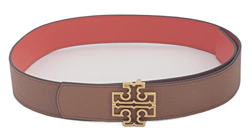 Tory Burch 141742 Britten Logo Classic Tan/Poppy Red With Gold Hardware Reversible 1.5 Inch Width Women's Belt (Small) #TOP15