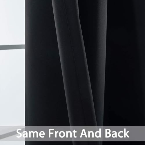 Yakamok 72 Inch Long Blackout Curtains for Bedroom, Thermal Insulated Room Darkening Black Curtains, Light Blocking Blackout Drapes for Living Room- 2 Panels, 42 Inch Width