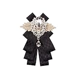 Fashion Vintage black Bow Ties For Men Rhinestone Bow Tie Men Wedding Cravats self tie jabot collar brooch pins fashion Self Bowtie For Wedding Party (net black)