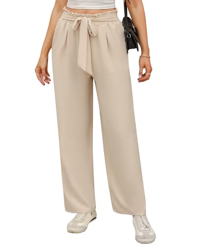 iClosam Leichte Sommerhose Damen Weite Lose Gerade Geschnitten Palazzo Hose Hohe Taille Dehnbar Lounge Elegante Hose mit...