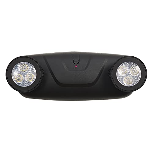 TANLUX LED Emergency Lights with Battery Backup, Adjustable Two Head Commercial Emergency Lights, UL Listed, AC 120/277V, Hardwired - 1 Pack(Black)
