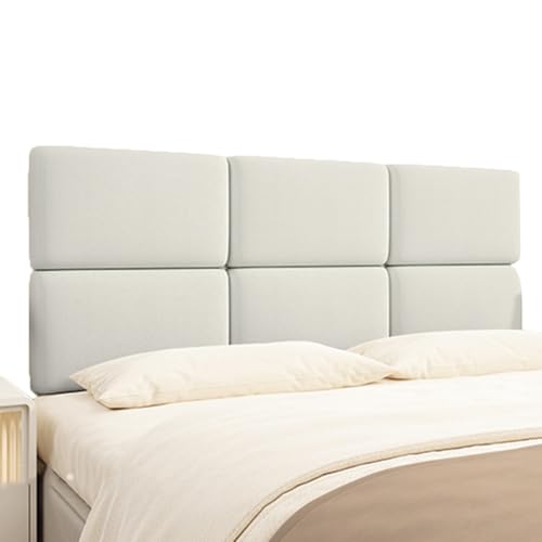 Panel de pared tapizado 3D insonorizado para camas King, Full y Queen, color gris claro (150 x 60 x 3 cm)