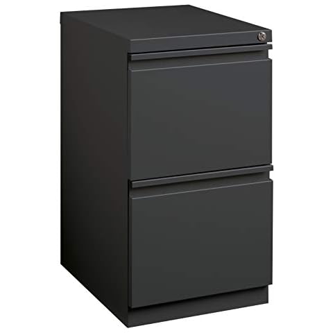 Office Dimensions 20 Inch Deep Metal 2 Drawer File with Full Pull, for Home and Office, Holds Letter Width Hanging Folders Mobile Pedestal, Charcoal Cover