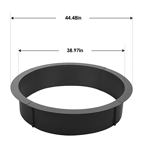 Pokytcox Fire Pit Ring, 45" Outer/39 Inner Diameter, Heavy Duty Solid Steel Carbon Steel, Fire Pit Liner Diy Campfire Ring Above Or In-Ground, Perfect For Outdoor Campfire Camping Bbq #TOP6