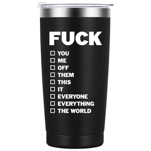 sprodog Funny Swear Word Tumbler for Adults, 20 Oz Tumbler Humor Coffee Mug, White Elephant Gifts for Adults, Funny Gag Gifts for Men Women Birthday Christmas