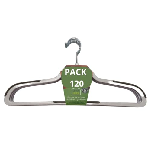 Mundo Home Perchas Plástico Antideslizantes con Revestimiento Goma - Perchas Resistentes Ahorra Espacio para Ropa - Perchas Multifuncionales con Gancho Giratorio - Perchas Antimarcas Duraderas (120)