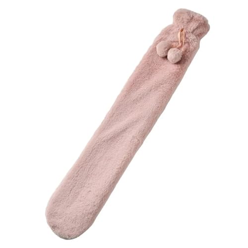 HORLALA Bolsa De Agua Caliente 2PCS Long Hot Water Bottles Bag Pink Gray Removable Cover Extra Long Rubber Hot Water Bottle Waist Hand Foot Warmer para Cuello(Pink)
