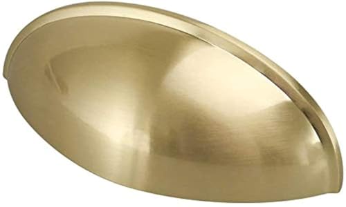 LONTAN 10 Pack Gold Cup Handles 76mm Hole Centers 3 Inch Brushed Brass Cup Cupboard Handles Suitable for Cabinets and Drawers in Bedrooms, Kitchens, Study Rooms, and Living Rooms, Zinc Alloy
