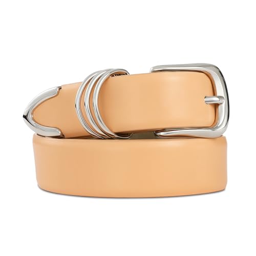 RISANTRY Women's Leather Belts with Gold Buckle Fashion Leather Waist Belt Elegant Ladies Belts for Jeans Gifts for Women