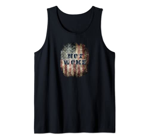 NOT WOKE Distressed American Flag Cancel Culture Tank Top