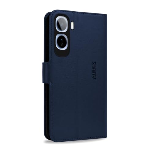 Image of AIBEX Compatible for Vivo T5 Pro 5G Flip Cover Leather Finish | Inside TPU with Card Pockets | Wallet Stand | Complete Protection Flip Case Blue
