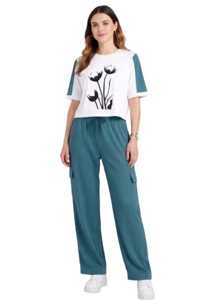 r cube Women Printed Co-ord Set | Cotton Blend T-Shirt & Cargo Pants Set | Casual Lounge Wear Outfit-picture-18