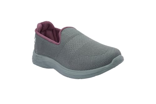 Image of WalkLine Women's Slip-On Walking Shoes | Lightweight Knitted Mesh Casual Sneakers | Soft PU Sole Comfortable Loafers | Breathable Running, Gym, Travel Shoes for Women
