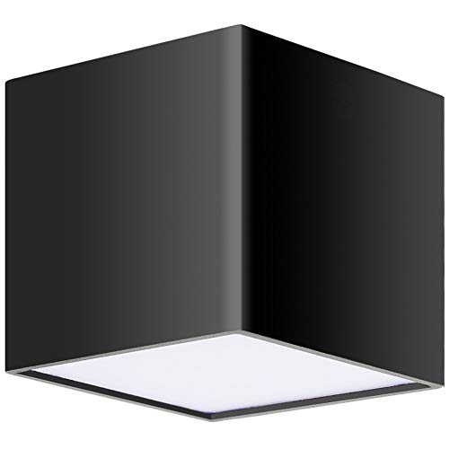 MGOR Sturdy Black Square Downlight Surface Mounted 3W Ceiling Light Fixture Picture Display Accent Lamp Fire Rated Energy Saving LED Downlighters Warm White 3000K AC 110-240V Ceiling Fixture