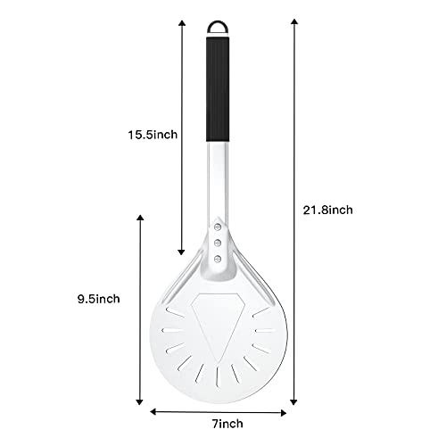 Image of 7 Inch Pizza Turning Peel, Round Aluminum G.a HOMEFAVOR Perforated Pizza Peel Turner with Metal Handle Pizza Paddle for Homemade Pizza Oven Accessories