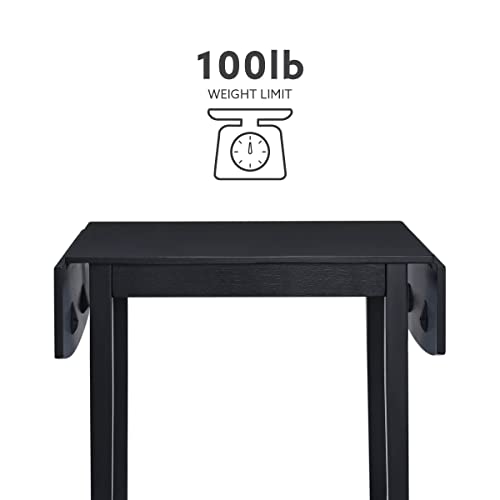 Linon Torino Black Wood 30" Square Drop Leaf Table - 30" X 48" Fully Extended by Linon - Used condition - Image 5