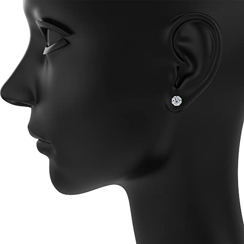 AMORAMOR & FOREVER 18K White Gold Plated Brilliant Cut Cubic Zirconia Stud Earrings For Women Men 8 Prong 8 Zirconia Sterling Silver Post Hypoallergenic CZ Stud Earrings2