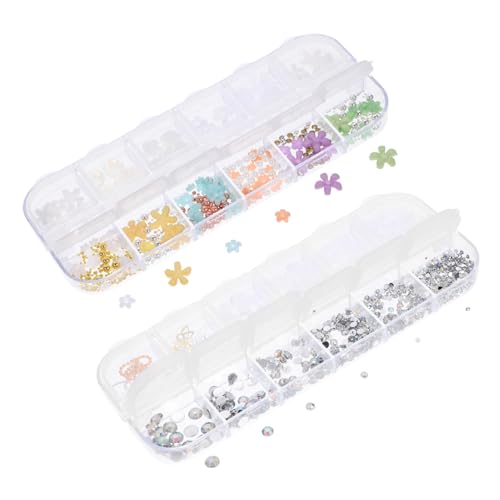 VALICLUD 2 Cajas Accesorios de arte de uñas de la cadena de perlas mini decoración encantos de manicura equipo diamante de imitación joyas de uñas encantos de uñas para mujer bola de acero