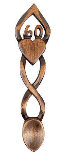 60th Birthday or Anniversary Love Spoon - Free Engraving of Names & Date on Welsh Love Spoons
