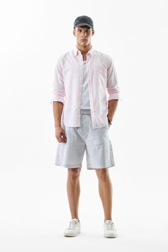 Image of SNITCH Men Casual Shorts | Regular Fit Mid Rise Solid Pattern | 100% Cotton Smooth Texture with Drawstring Closure & Elastic Waistband for Summer & Club Wear
