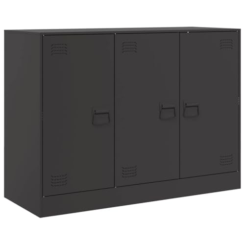 vidaXL Aparador para salón, armario de metal con espacio de almacenamiento, armario auxiliar, armario auxiliar multiusos, color negro
