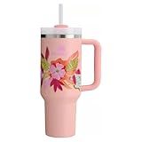 Stanley Quencher Sorbet Tropic 1.180 L - Termo Stanley de acero inoxidable aislado al vacío, con agarradera tapa y popote,...