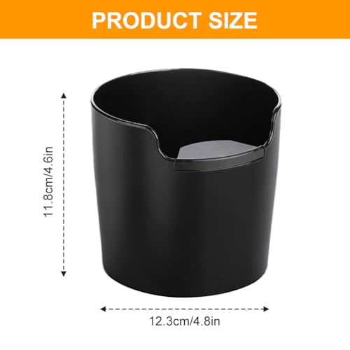 Knock Container for Portafilter, Espresso Knock Box Knock Box for Coffee Grounds, Coffee Knock Box Barista Accessories, Coffee Grounds Tee Container for Coffee Accessories, Plastic, M, Black — view 2