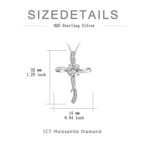 Moissanite Diamond Cross Necklace for Women,18K Gold Plated Sterling Silver Crucifix/Star of David Cross Pendant Necklace Faith Jewelry Anniversary Birthday Christmas Gift for Her Mom Wife, 18+2 Inch4