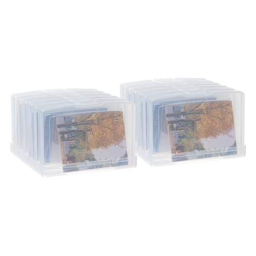 novelinks Transparent 4\" x 6\" Photo Storage Boxes, 6 Inner Photo Organizer Cases with Tray, Picture Storage Containers for 4x6 Prints, Craft & Memory Card Sorting Box (Clear 2Pack)