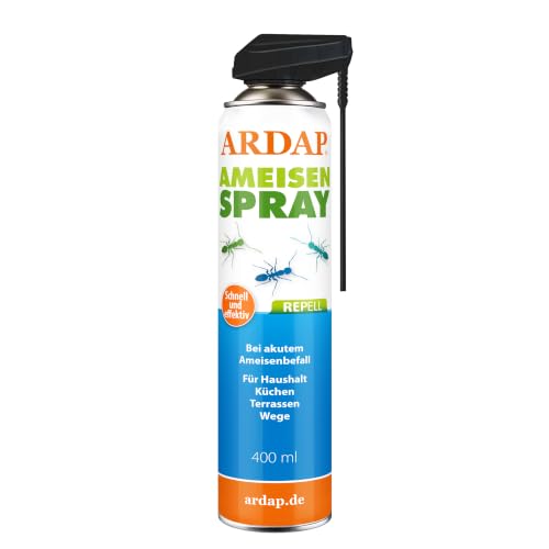 ARDAP Repell Sprej protiv mrava 400 ml - Sprej protiv mrava vani i protiv mrava u kući - Lijekovi protiv mrava - Sprej protiv mrava za akutnu infestaciju mravima - Djeluje brzo i učinkovito (PT19)