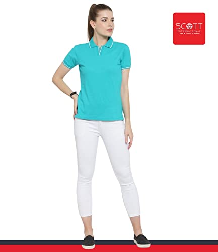 Image of Scott International Women's Regular Fit 100% Pure Organic Cotton Polo T-Shirt | Womens Polo Collar Neck T-Shirt | Cotton Plain Polo Neck Half Sleeve T-Shirt | Tshirts for Women
