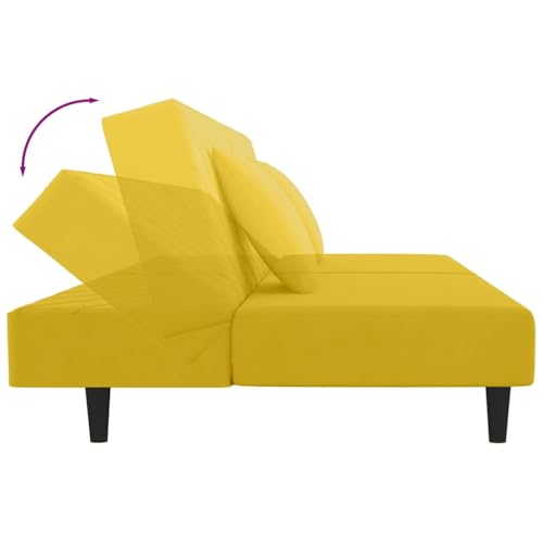 Sofá cama de 2 plazas de terciopelo amarillo idóneo para optimizar estudios pequeños 8