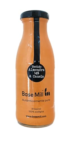 Base Mill Pack de 4 Batido de Almendra 14% Ecológico y Canela (250 ml) – 100% Natural, Vegano y Saludable, Sin Azúcares Añadidos, Sin Gluten, Bajo en Grasas Saturadas