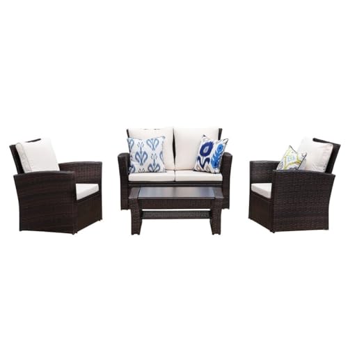 GOWE Wholesale Modern 4 Seater Sofa Brown Couches Furniture Set with End Side Coffee Table 4 Pieces