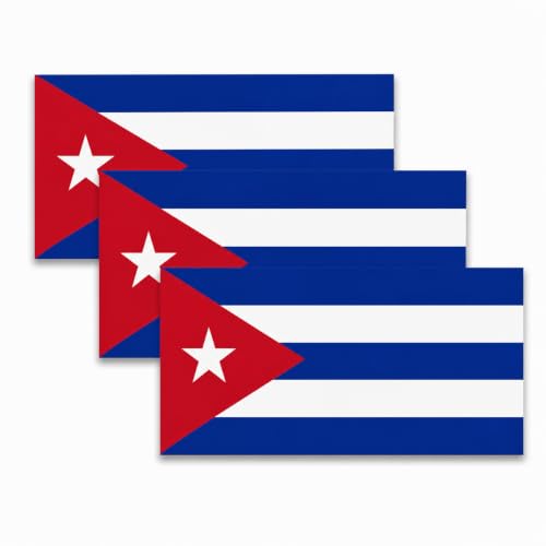 Image of Cuba Vinyl Flag Stickers, Car Decals, Waterproof Indoor Outdoor, Laptop Stickers, Car Bumper, Cuban Flag, 5 x 3 Inches, Set of 3