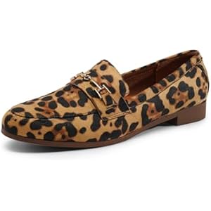 DREAM PAIRS Women's Loafers Penny Loafers Fashion Comfortable Flats Dressy Shoes 6 Leopard-suede